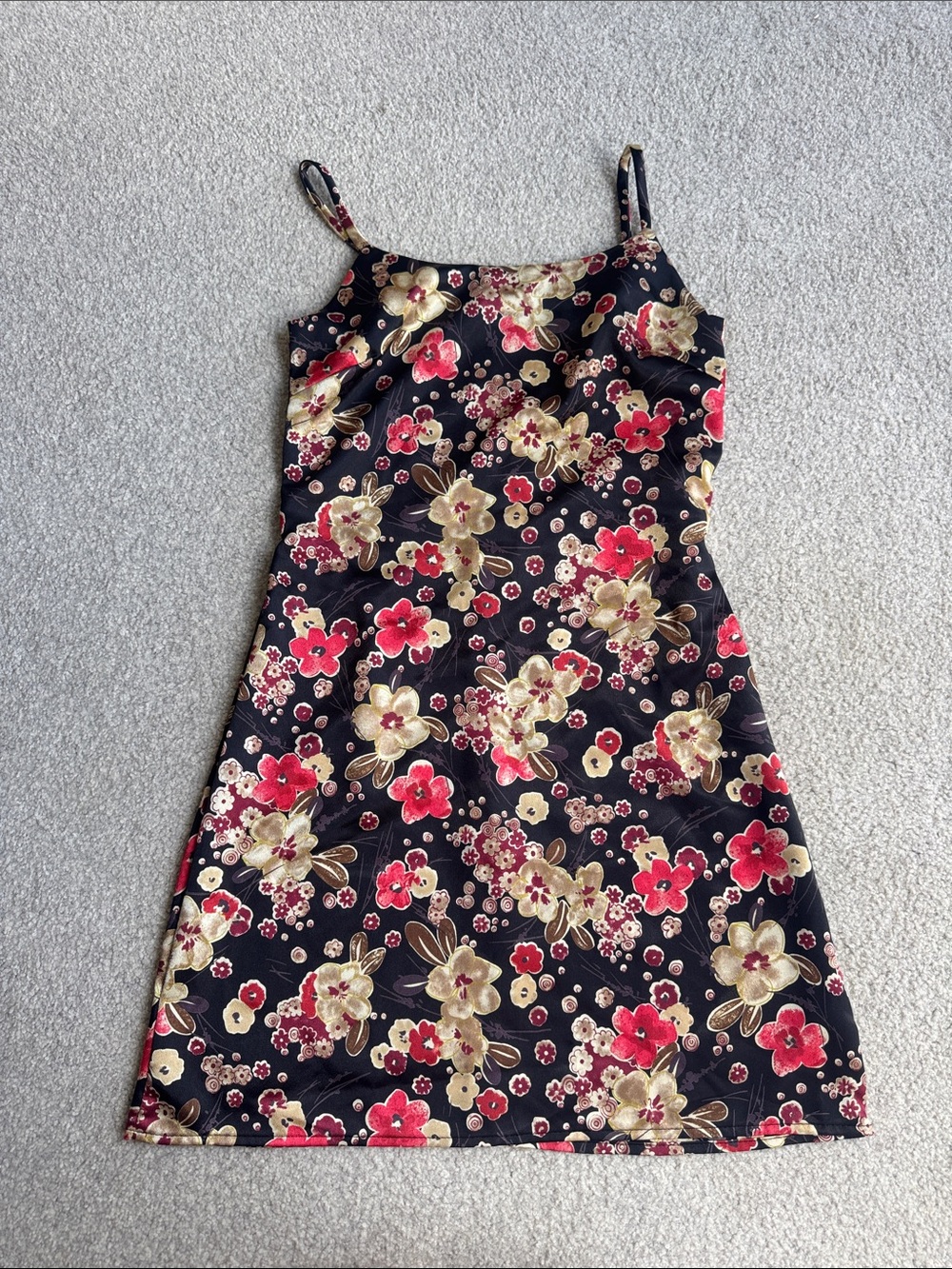 Black Floral Slip Mini Dress